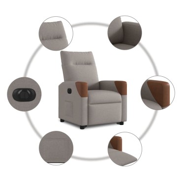 vidaXL Πολυθρόνα Ηλεκτρική Ανακλ.Taupe Υφασμάτινη 50x54cm 1 τεμ.