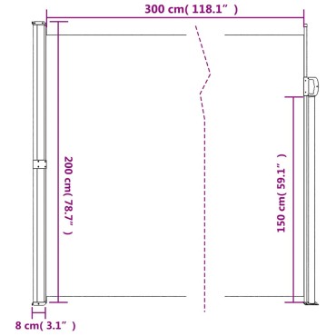 vidaXL Πτυσσόμενη Πλαϊνή Τέντα Ανθρακί 200x300 εκ.