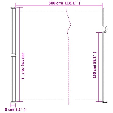 vidaXL Πτυσσόμενη Πλαϊνή Τέντα Ανθρακί 200x300 εκ.