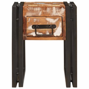 vidaXL End Table με συρτάρι 30x30x40cm Στερεό Ανακτηθέν Ξύλο