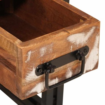 vidaXL End Table με συρτάρι 30x30x40cm Στερεό Ανακτηθέν Ξύλο