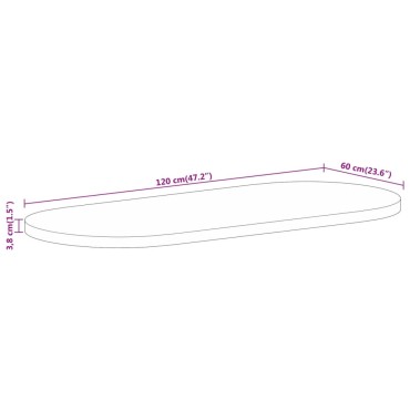 vidaXL Επιφάνεια Τραπεζιού Οβάλ 120x60x3,8cm Μασίφ Ξύλο Μάνγκο 1 τεμ.
