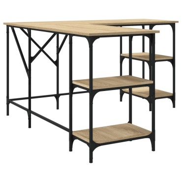 vidaXL Γραφείο Sonoma Δρυς 139x139x75cm από Επεξεργασμένο Ξύλο 1 τεμ.