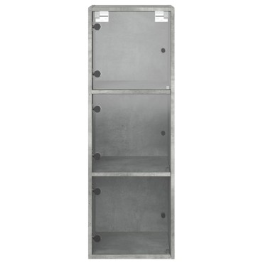 vidaXL Ντουλάπι Τοίχου Γκρι Σκυροδ. 35x37x100cm με Γυάλινες Πόρτες 1 τεμ.
