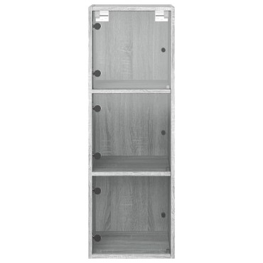 vidaXL Ντουλάπι Τοίχου Sonoma Γκρι 35x37x100cm με Γυάλινες Πόρτες 1 τεμ.