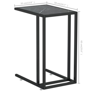 vidaXL Τραπέζι Υπολογ. Βοηθ. Μαύρο Οψη Μαρμάρου 50x35x65cm Ψημ. Γυαλί 1 τεμ.