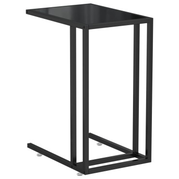 vidaXL Τραπέζι Υπολογιστή Βοηθητικό Μαύρο 50x35x65cm Ψημένο Γυαλί 1 τεμ.