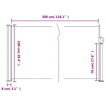 vidaXL Πτυσσόμενη Πλαϊνή Τέντα Ανθρακί 100x300 εκ.