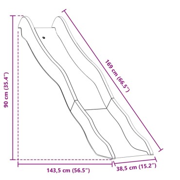 vidaXL Τσουλήθρα Μπλε 169 x 38,5 εκ. από Πολυπροπυλένιο