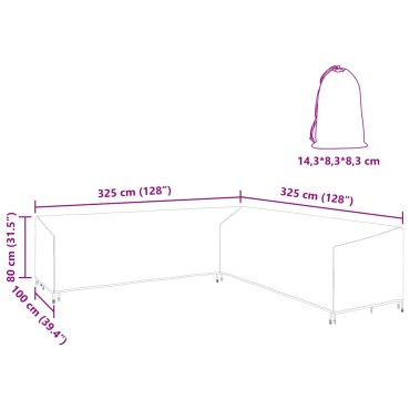 vidaXL Κάλυμμα επίπλων 325x325x80cm Ύφασμα Oxford 420D Σχήμα L 1 τεμ.