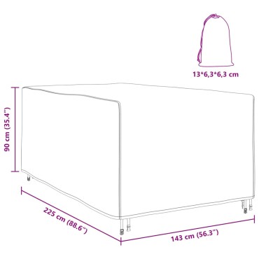 vidaXL Κάλυμμα επίπλων Μονόχρωμο Μαύρο 143x225x90cm 210D 1 τεμ.