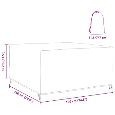 vidaXL Κάλυμμα επίπλων Μονόχρωμο Μαύρο 180x190x85cm 210D 1 τεμ.