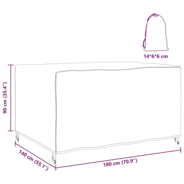 vidaXL Κάλυμμα επίπλων Μονόχρωμο Μαύρο 180x140x90cm 210D 1 τεμ.