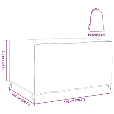 vidaXL Κάλυμμα επίπλων Μονόχρωμο Μαύρο 180x150x85cm 210D 1 τεμ.