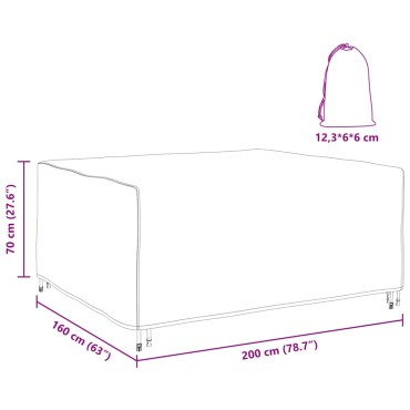 vidaXL Κάλυμμα επίπλων Μονόχρωμο Μαύρο 200x160x70cm 420D 1 τεμ.