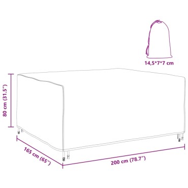 vidaXL Κάλυμμα επίπλων Μονόχρωμο Μαύρο 200x165x80cm 600D 1 τεμ.