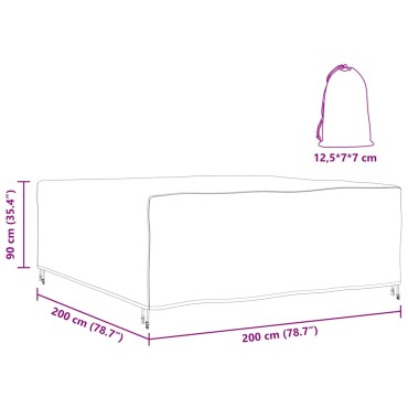 vidaXL Κάλυμμα επίπλων Μονόχρωμο Μαύρο 200x200x90cm 420D 1 τεμ.