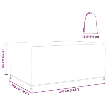 vidaXL Κάλυμμα επίπλων Μονόχρωμο Μαύρο 240x180x100cm 210D 1 τεμ.