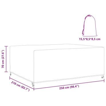 vidaXL Κάλυμμα επίπλων Μονόχρωμο Μαύρο 250x210x70cm 420D 1 τεμ.