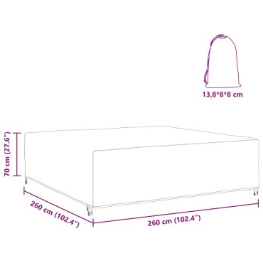 vidaXL Κάλυμμα επίπλων Μονόχρωμο Μαύρο 260x260x70cm 600D 1 τεμ.