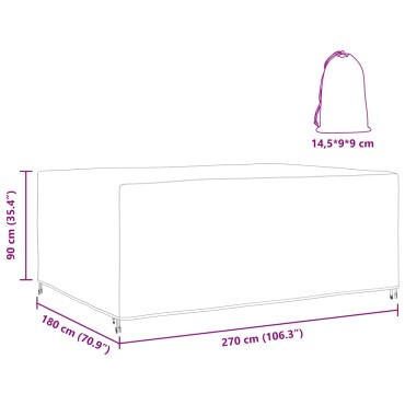 vidaXL Κάλυμμα επίπλων Μονόχρωμο Μαύρο 270x180x90cm 210D 1 τεμ.