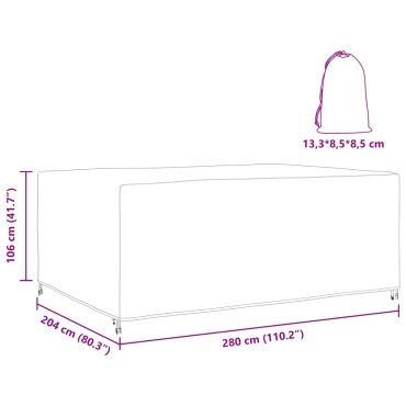 vidaXL Κάλυμμα επίπλων Μονόχρωμο Μαύρο 280x204x106cm 210D 1 τεμ.