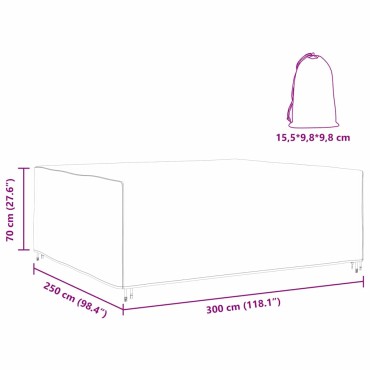 vidaXL Κάλυμμα επίπλων Μονόχρωμο Μαύρο 300x250x70cm 210D 1 τεμ.