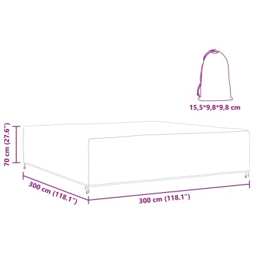 vidaXL Κάλυμμα επίπλων Μονόχρωμο Μαύρο 300x300x70cm 600D 1 τεμ.