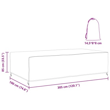 vidaXL Κάλυμμα επίπλων Μονόχρωμο Μαύρο 305x190x85cm 600D 1 τεμ.