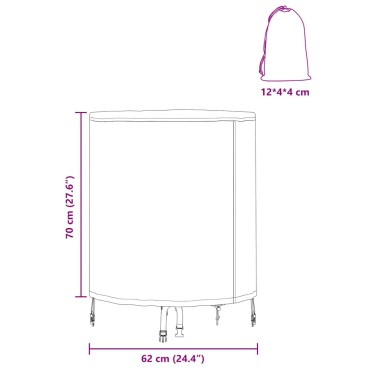 vidaXL Κάλυμμα Τραπέζι 62x62x70cm ύφασμα Γύρος Αδιάβροχο Μαύρο 1 τεμ.
