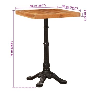 vidaXL Τραπέζι Bistro 50x50x76cm Στερεό Ξύλο Ακακίας Καφέ 1 τεμ.