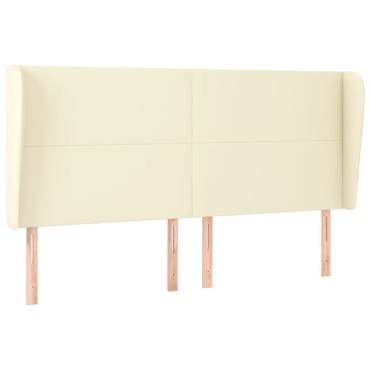 vidaXL Κεφαλάρι με Πτερύγια Κρεμ 163x23x118/128cm Συνθετικό Δέρμα 1 τεμ.