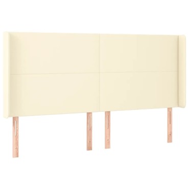 vidaXL Κεφαλάρι με Πτερύγια Κρεμ 163x16x118/128cm Συνθετικό Δέρμα 1 τεμ.