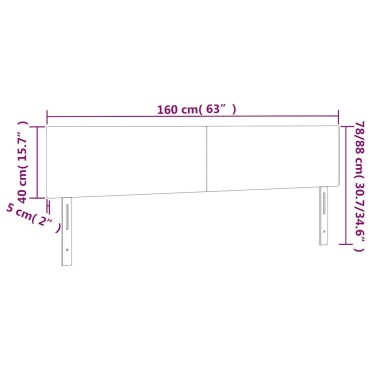 vidaXL Κεφαλάρι Κρεβατιού LED Κρεμ 160x5x78/88cm από Συνθετικό Δέρμα 1 τεμ.