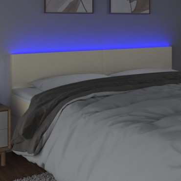vidaXL Κεφαλάρι Κρεβατιού LED Κρεμ 160x5x78/88cm από Συνθετικό Δέρμα 1 τεμ.