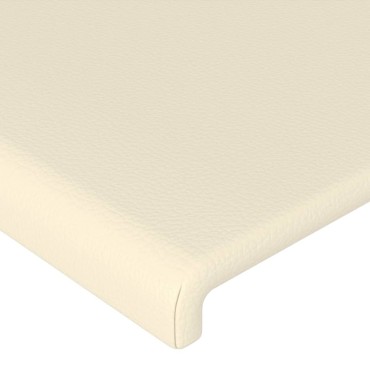vidaXL Κεφαλάρι Κρεβατιού LED Κρεμ 160x5x78/88cm από Συνθετικό Δέρμα 1 τεμ.