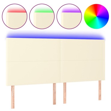 vidaXL Κεφαλάρι Κρεβατιού LED Κρεμ 160x5x118/128cm Συνθετ. Δέρμα 1 τεμ.