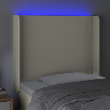 vidaXL Κεφαλάρι Κρεβατιού LED Κρεμ 83x16x118/128cm Συνθετ. Δέρμα 1 τεμ.