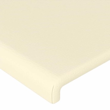 vidaXL Κεφαλάρι Κρεβατιού LED Κρεμ 163x16x118/128cm Συνθετ. Δέρμα 1 τεμ.