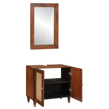 vidaXL Ντουλάπι Μπάνιου 2 τεμ. Μαύρο και Χρυσό 62x33x58cm