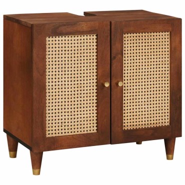 vidaXL Ντουλάπι Μπάνιου 2 τεμ. Μαύρο και Χρυσό 62x33x58cm