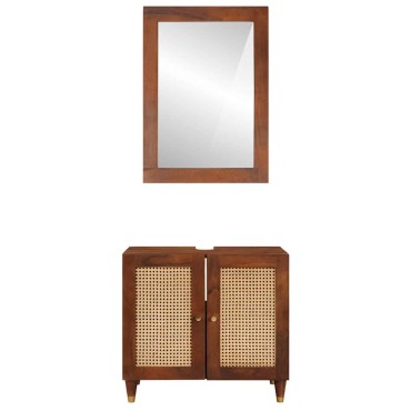 vidaXL Ντουλάπι Μπάνιου 2 τεμ. Μαύρο και Χρυσό 62x33x58cm