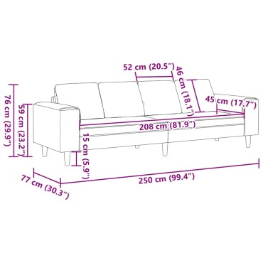 vidaXL Καναπές σαλονιού Κόκκινο 250x77x76cm