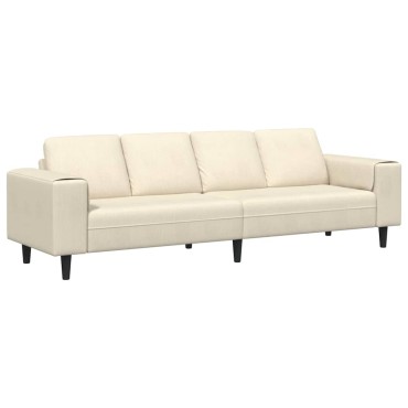 vidaXL Καναπές Κρεμ 250x77x76cm Υφασμάτινο Κορντουρά