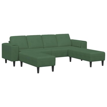 vidaXL Καναπές Σκούρο Πράσινο 250x188x76cm Υφασμάτινο Κορντουρά
