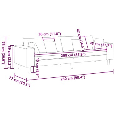 vidaXL Καναπές Μπλε 250x77x76cm ύφασμα