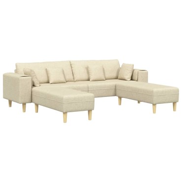 vidaXL Καναπές 3 τεμ. Κρεμ ύφασμα 250x188x76cm  Τριθέσιος