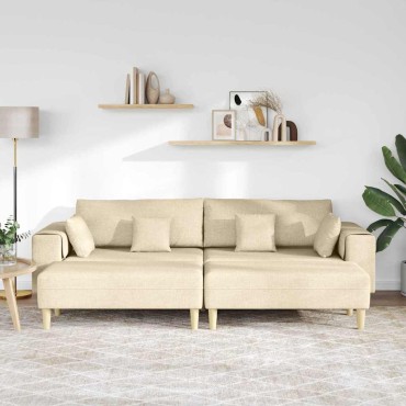 vidaXL Καναπές 3 τεμ. Κρεμ ύφασμα 250x188x76cm  Τριθέσιος