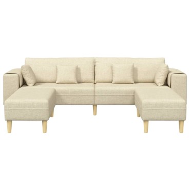 vidaXL Καναπές 3 τεμ. Κρεμ ύφασμα 250x188x76cm  Τριθέσιος