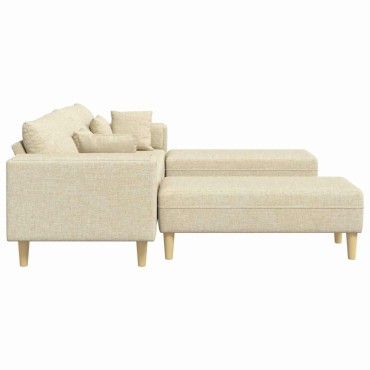 vidaXL Καναπές 3 τεμ. Κρεμ ύφασμα 250x188x76cm  Τριθέσιος
